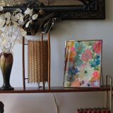 1960s woven rattan lamp, bamboo tripod structure. Superb l