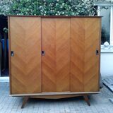 Wardrobe 3 doors sliding vintage feet compass