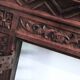 Art deco fireplace in carved solid teak and wrought iron, 1920