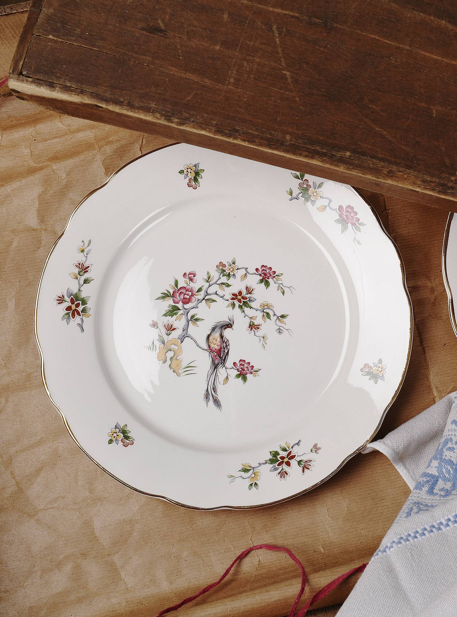 Set of 6 flat plates, Condé de Digoin Sarreguemines model.