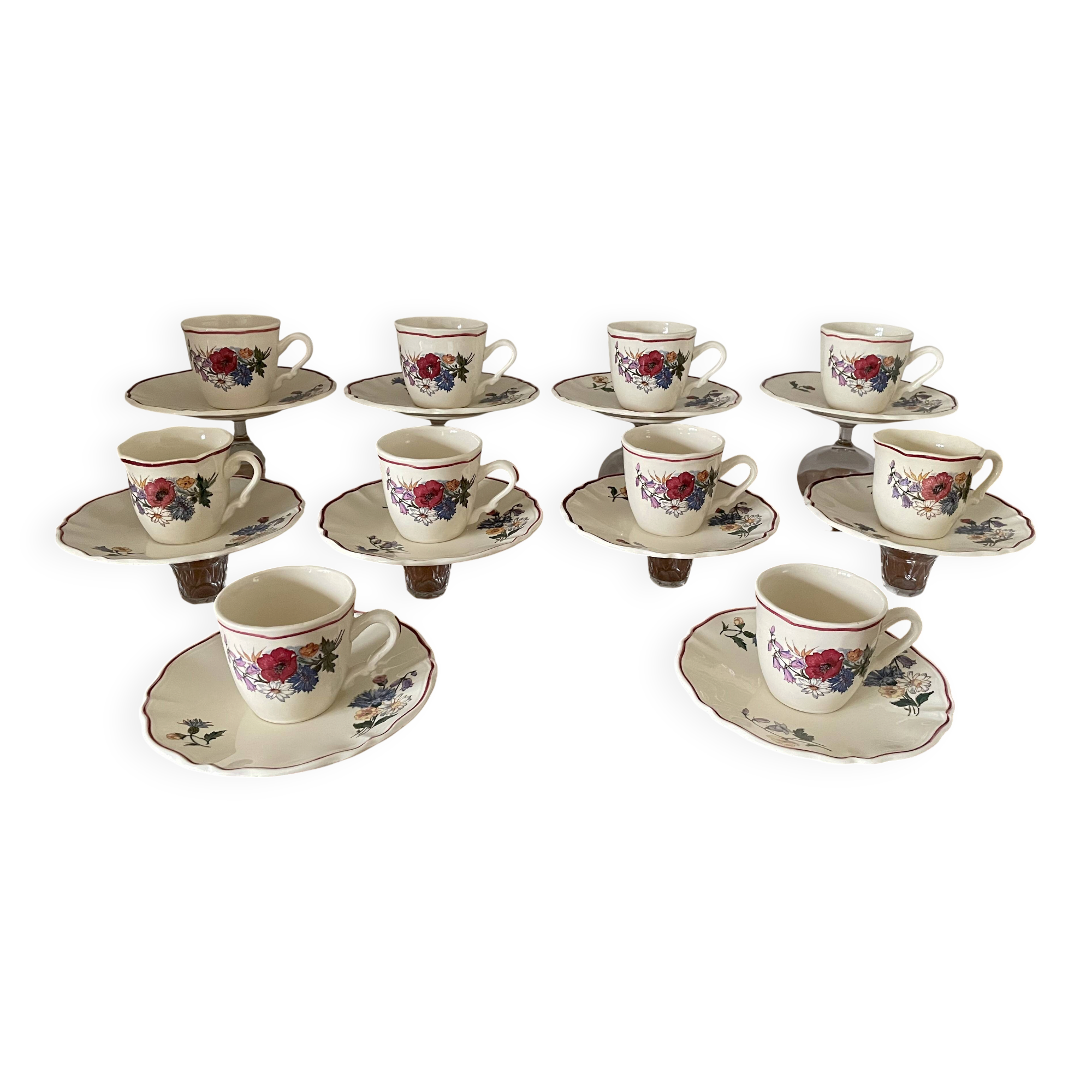 Antique coffee service in Sarreguemines earthenware.
