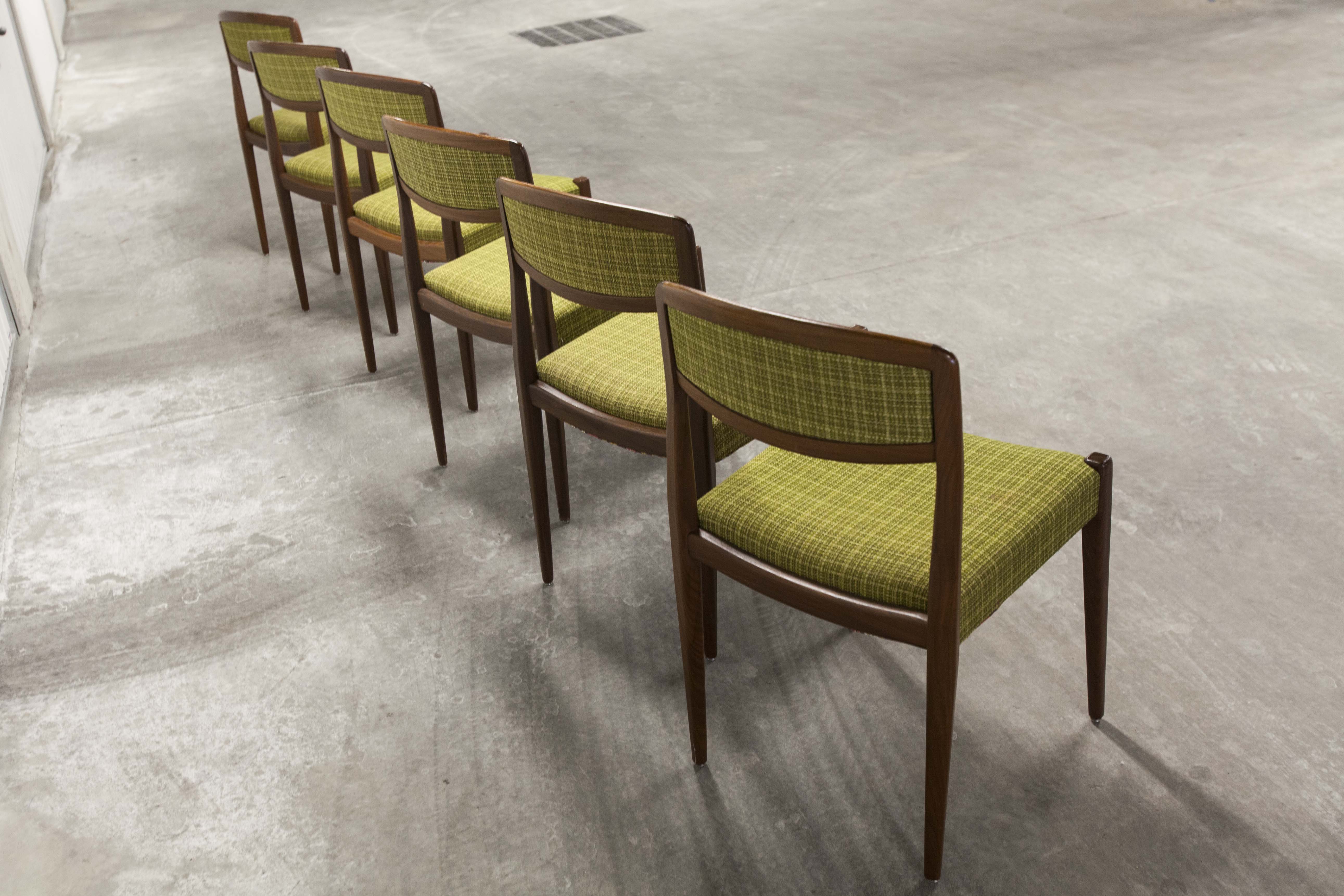 Lot of 6 teak and fabric chairs