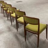Lot of 6 teak and fabric chairs