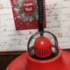 Suspension, red and white metal chandelier from the 70s