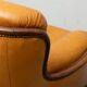 Pair of leather and wood armchairs 1950s vintage modernism