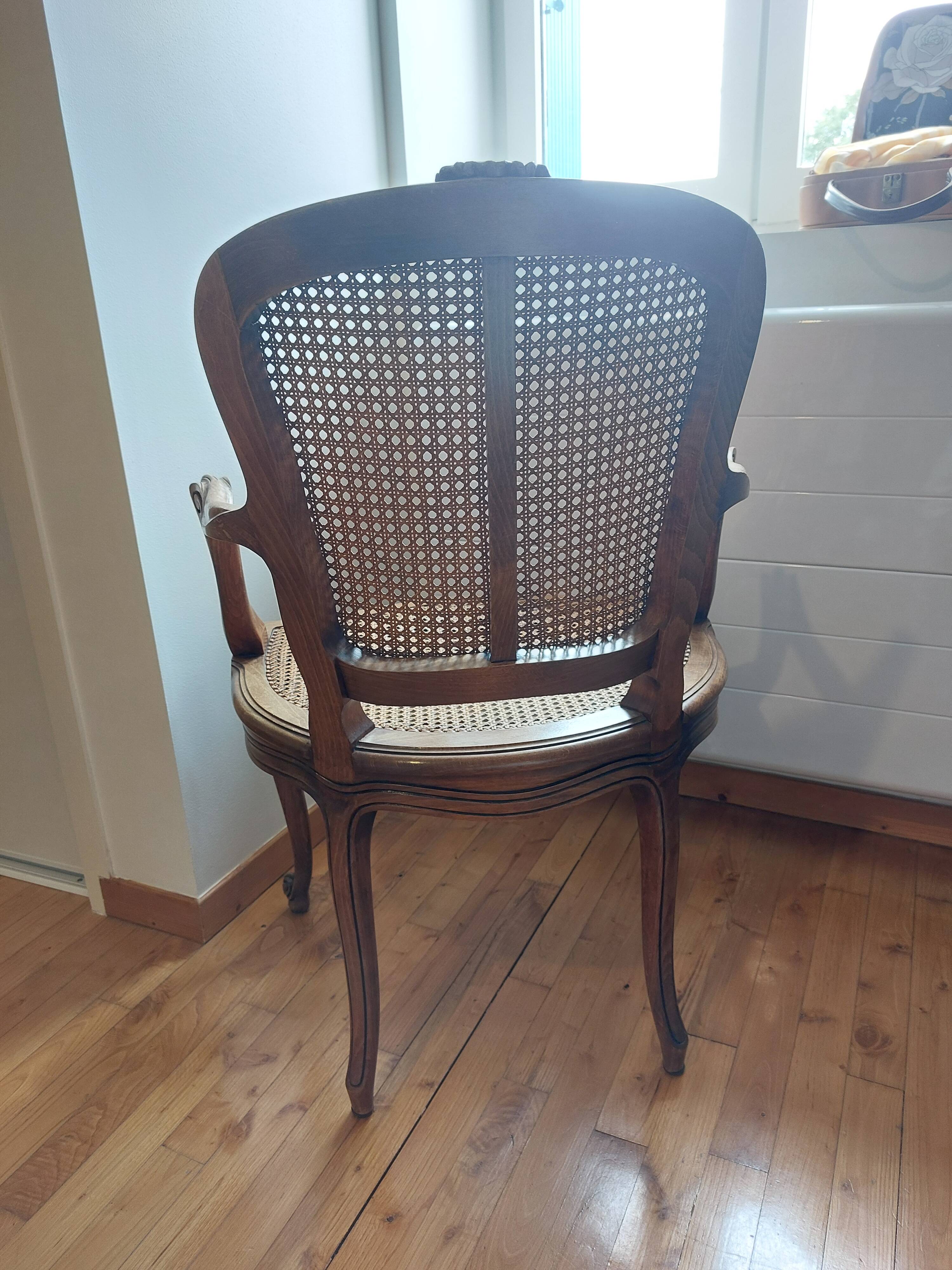 Louis XV style caned armchair