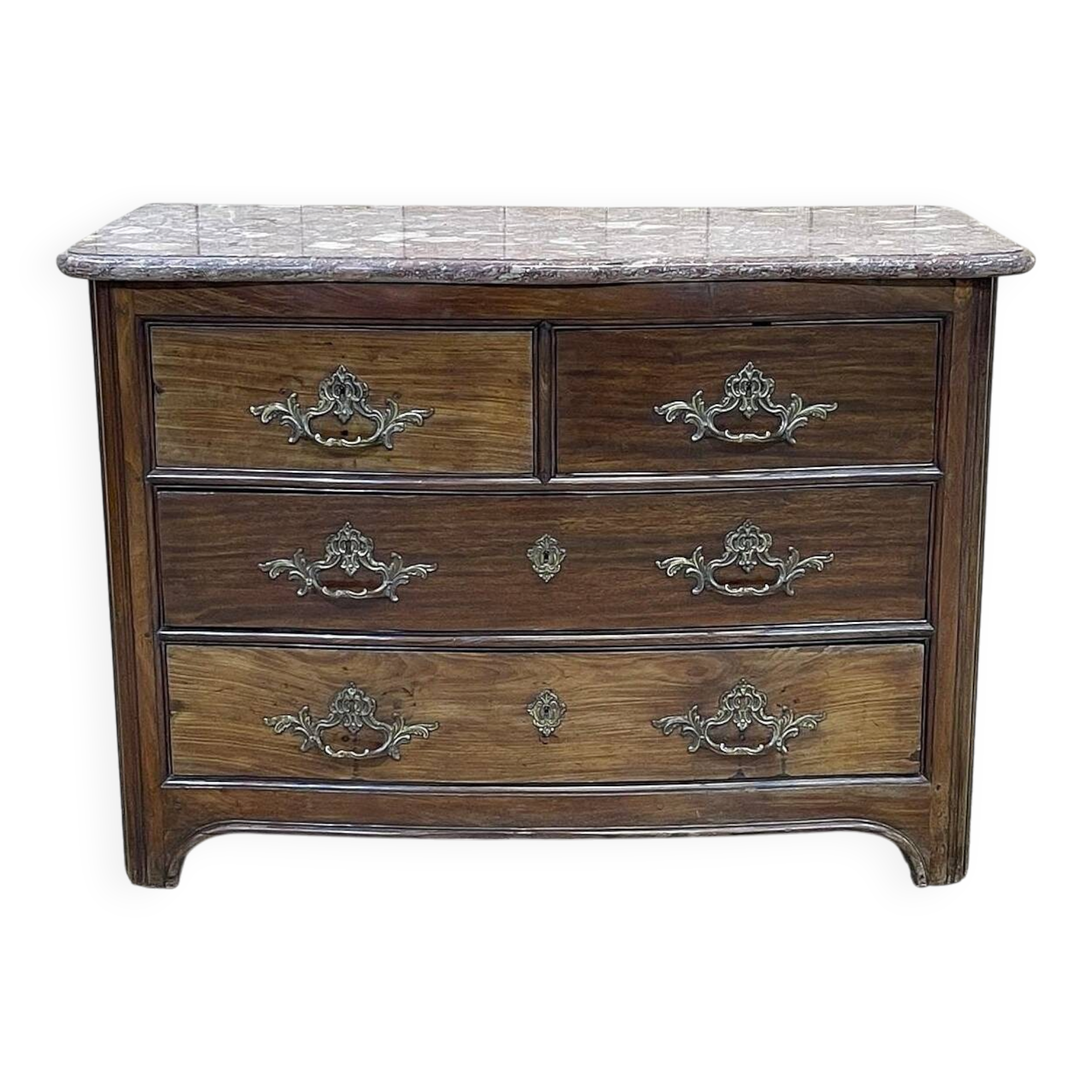 Regency commode in amaranth with an 18th-century marble top.