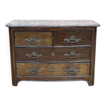 Regency commode in amaranth with an 18th-century marble top.
