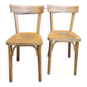 Paire de chaises de bistrot signé Baumann 1950