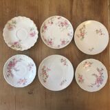 Set de 6 tasses à café anciennes porcelaine striée