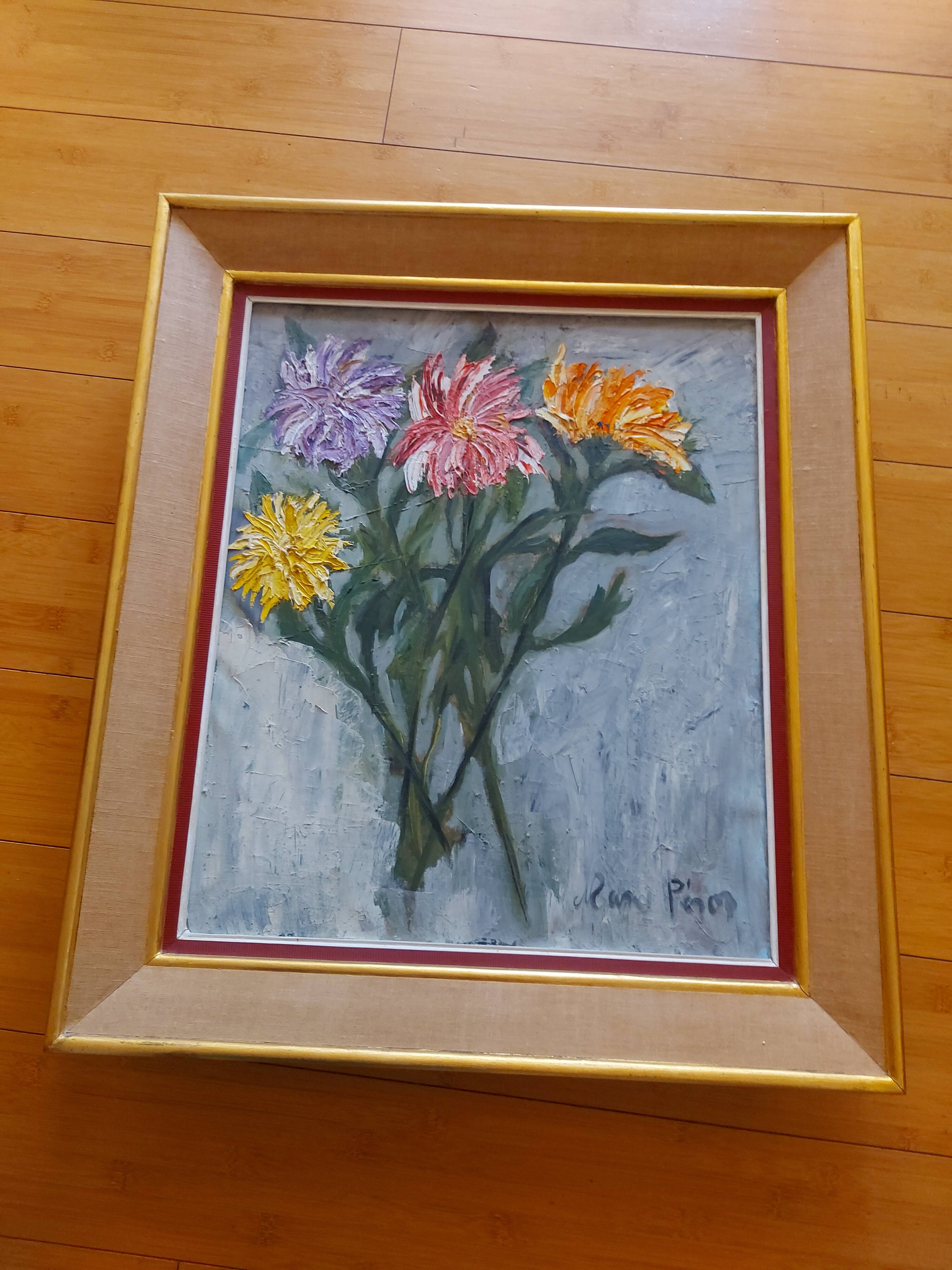 Oil painting signed 60'S, bouquet of flowers