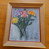 Oil painting signed 60'S, bouquet of flowers