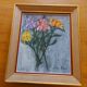 Peinture à l'huile signée années 60'S , bouquet de fleurs