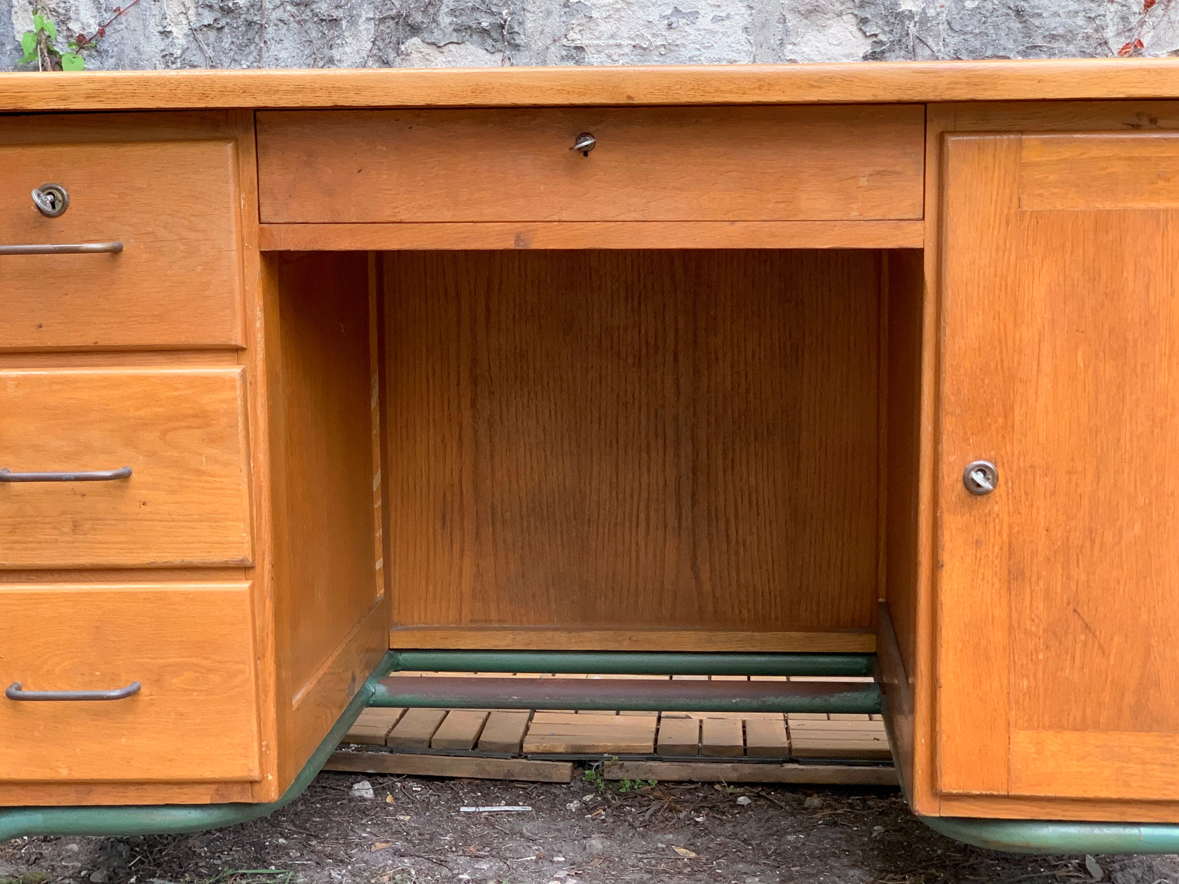 1950s schoolmaster's desk in solid oak