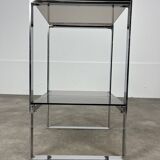 Chrome metal and smoked glass side table, 70s, side table