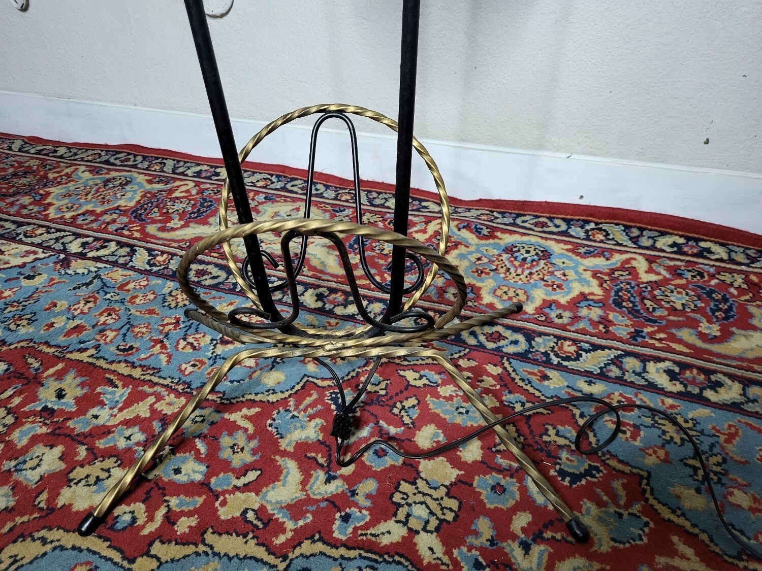 Vintage floor lamp magazine door in wrought iron