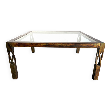 Table basse en acier vintage, années 1980