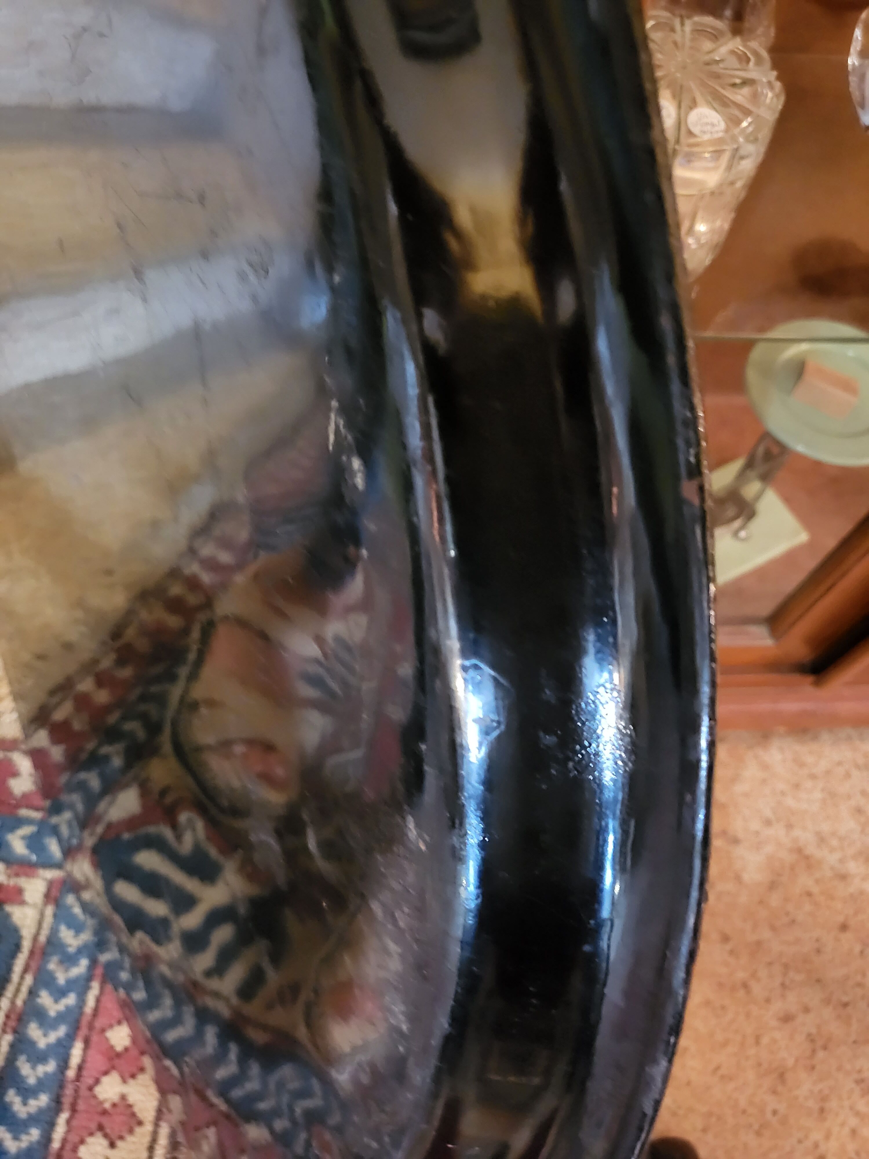 Old large tray with floral decoration