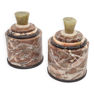 Pair of vintage marble candy boxes