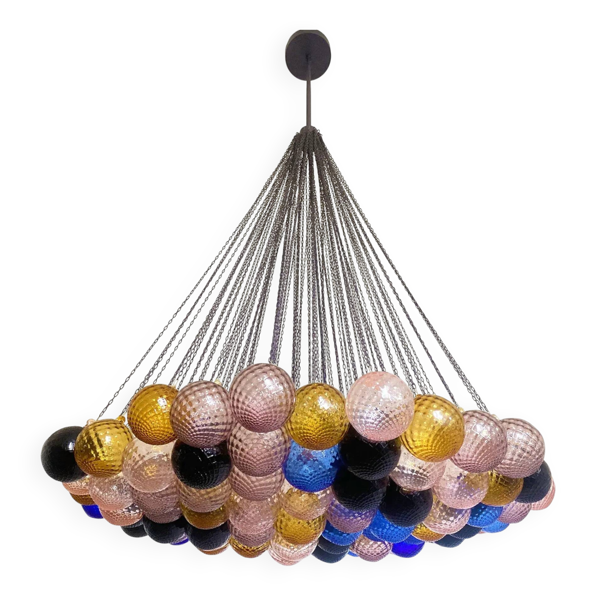 Scenographic Multicolor “Ballotton” Balls Murano Glass Chandelier