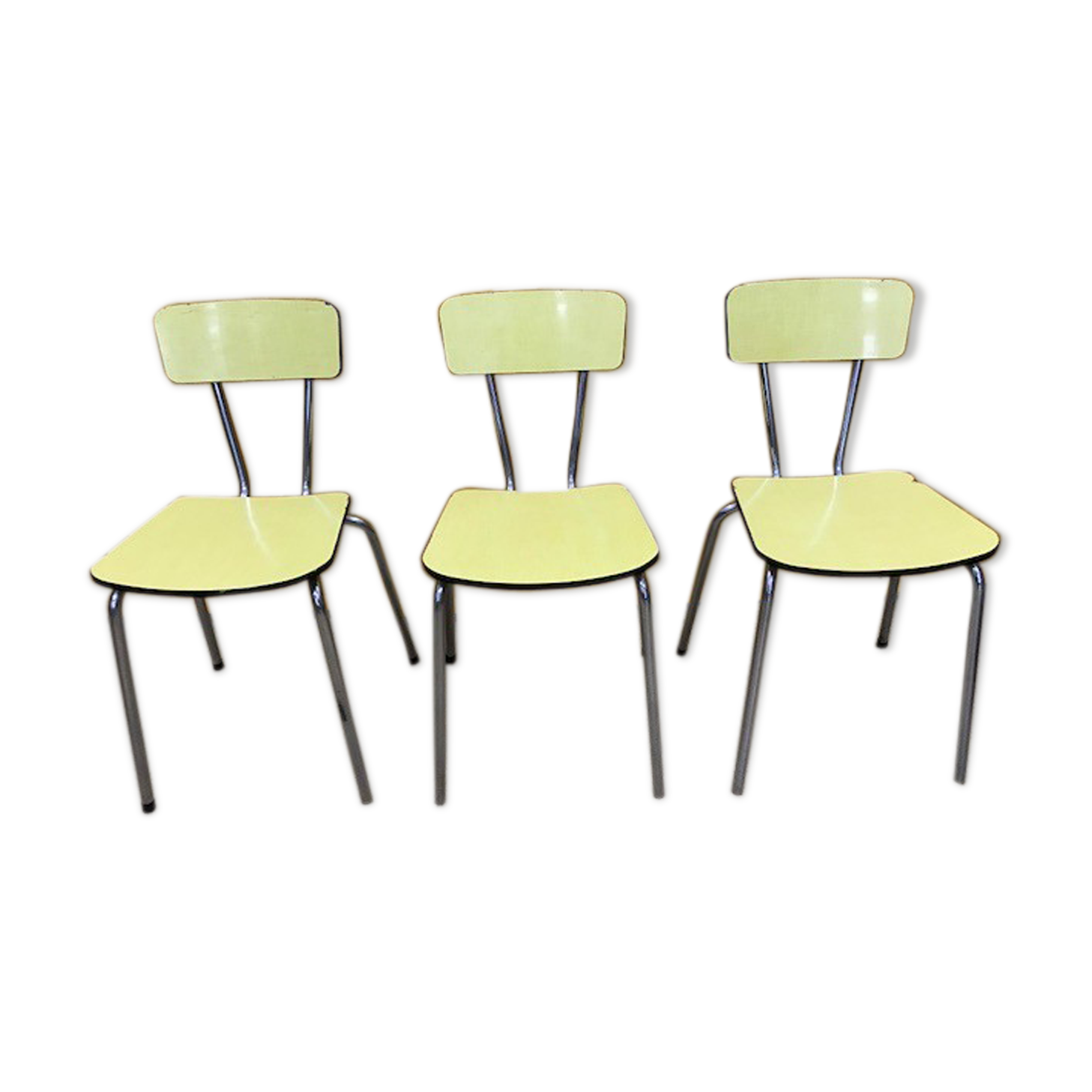 Set of 3 chairs in yellow FORMICA