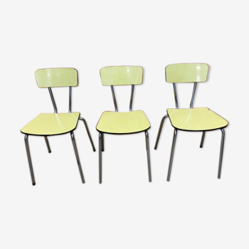 Lot de 3 chaises de cuisne en formica jaune