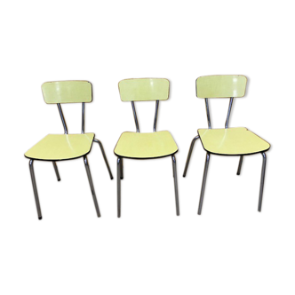 Set of 3 chairs in yellow FORMICA