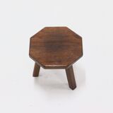 Solid Oak Octoganol Tripod Plant Table 1960s