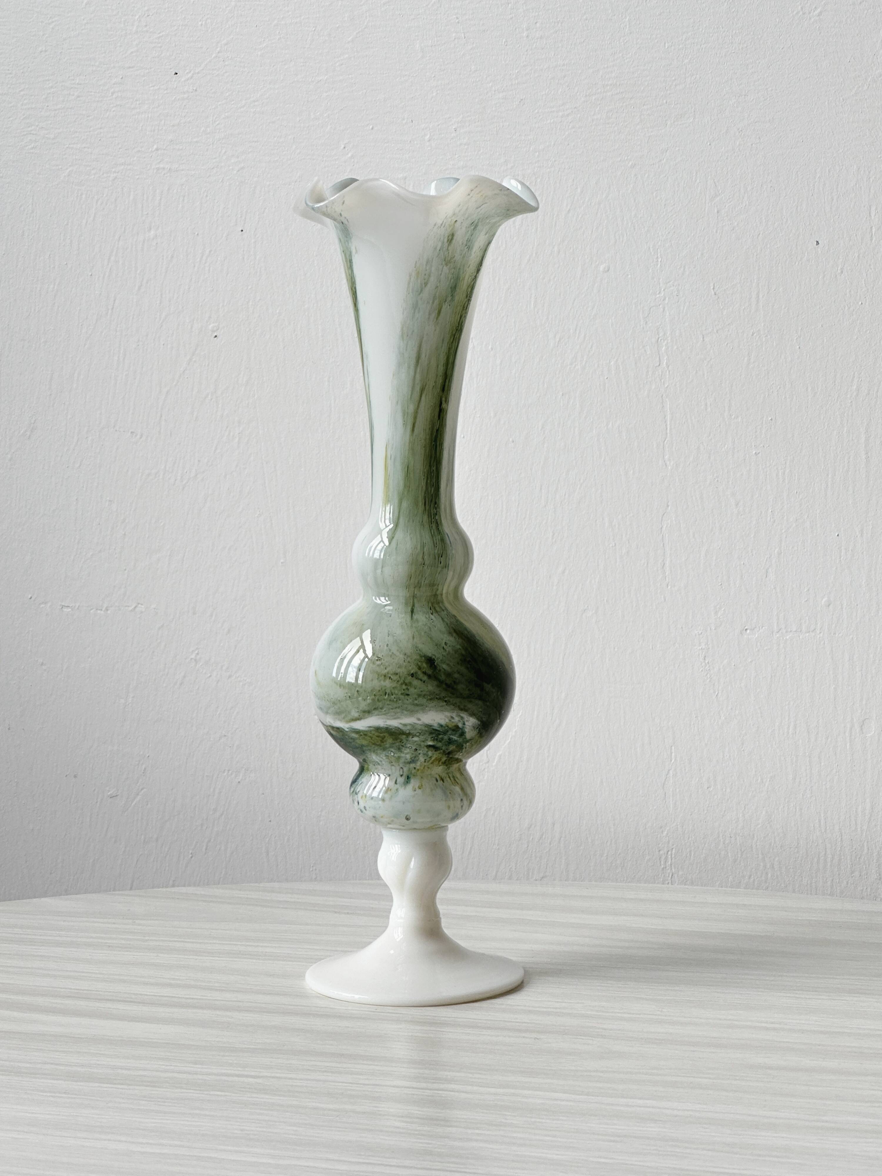 Green and white opaline soliflore vase.