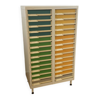 Vintage sorting furniture from the 70s / 30 drawers - industrial / workshop / haberdashery