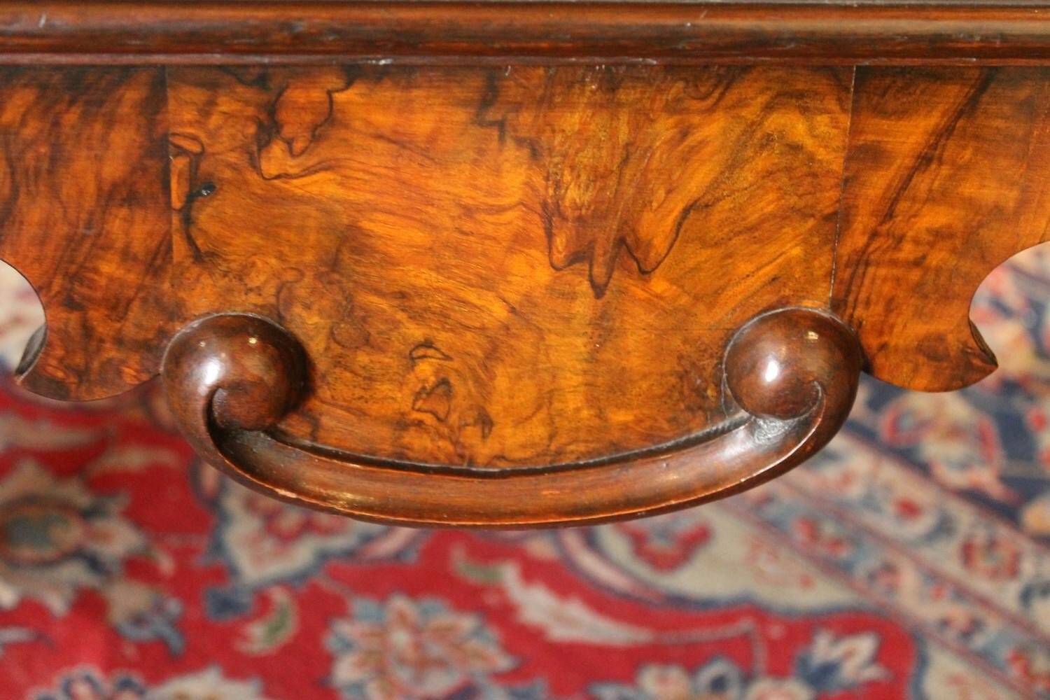 George II Burl Walnut and Marquetry Hightboard, 1890s