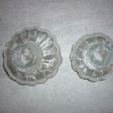 Set of 2 transparent blown glass vases