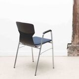 Eromes ant ebony and chrome chair with armrests and cushion