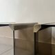 Design bedside table in metal & smoked glass, Roche Bobois 1970.