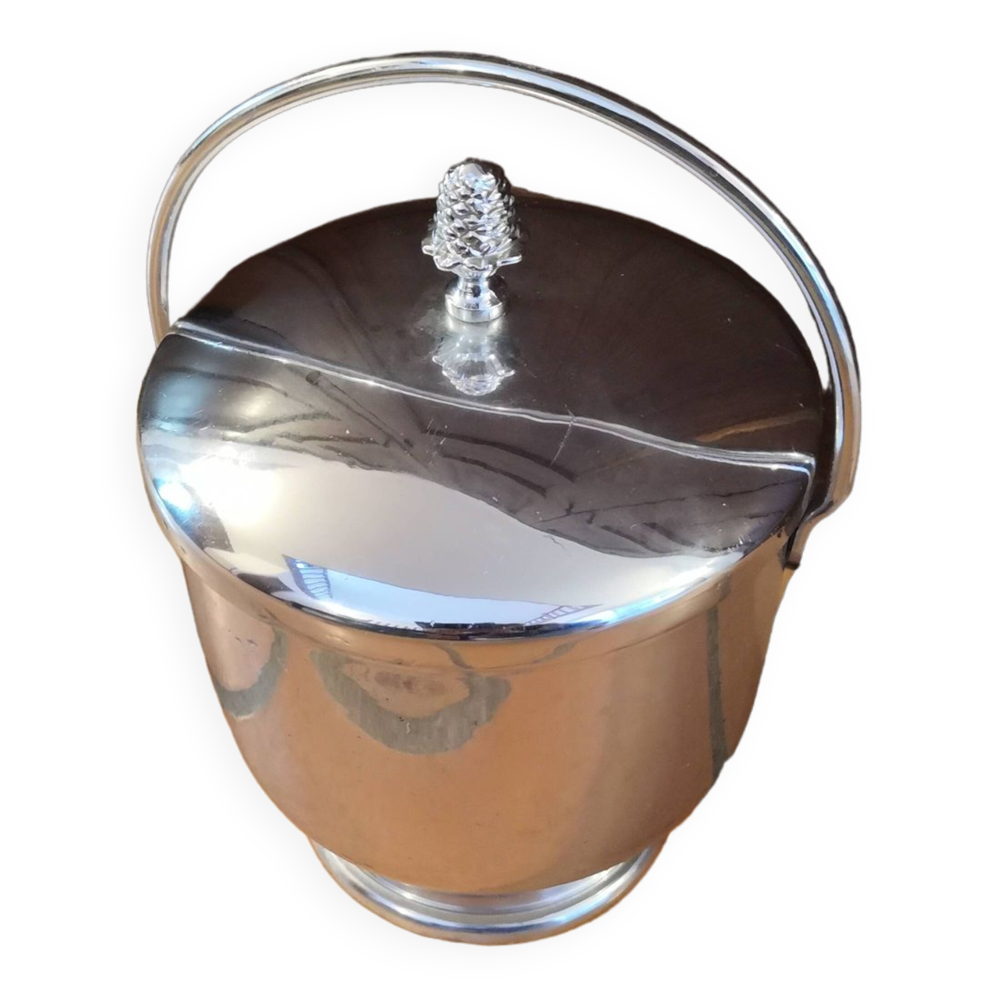 Vintage stainless steel ice bucket from the 70s