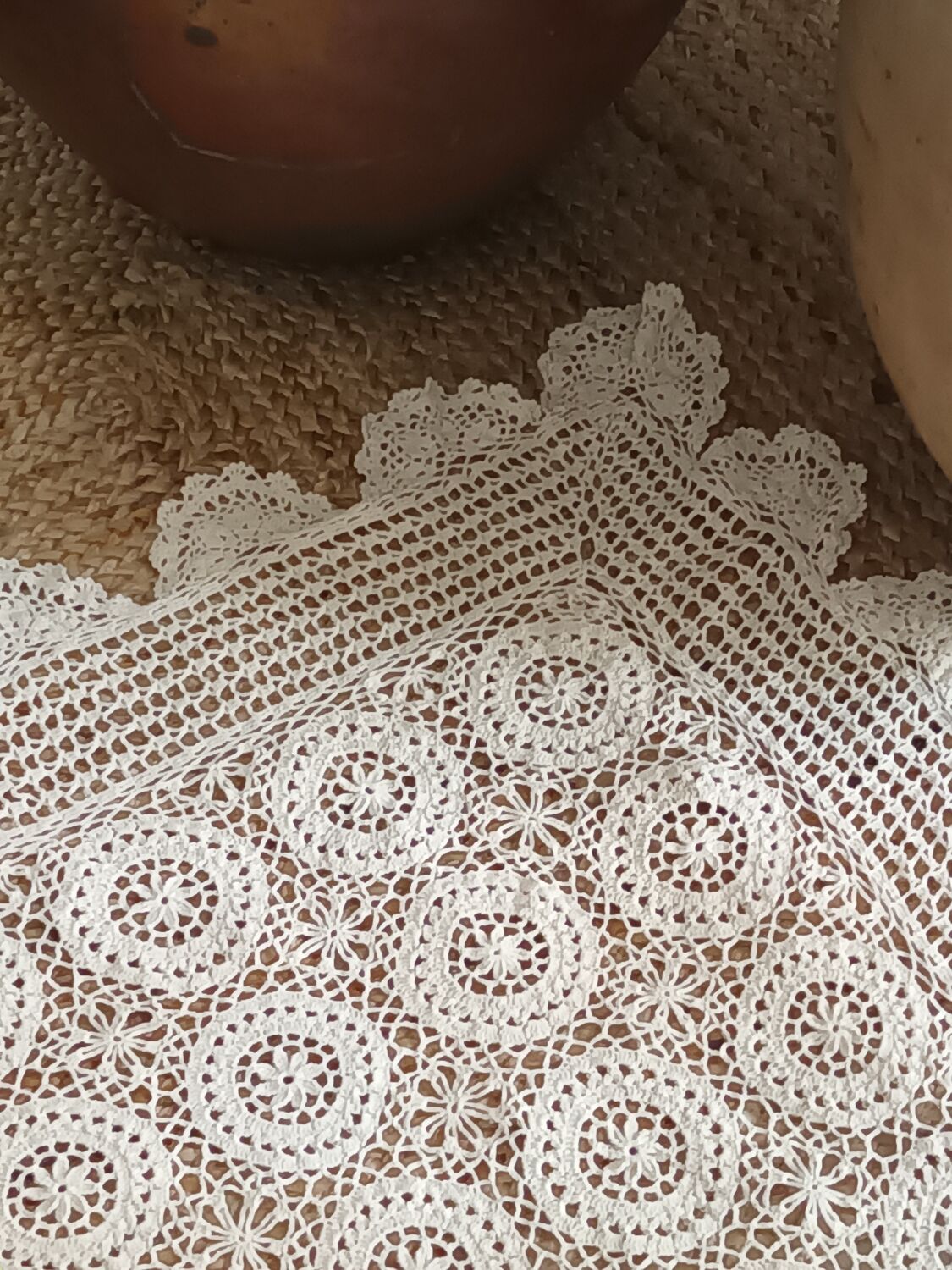 Vintage beige crochet bedspread