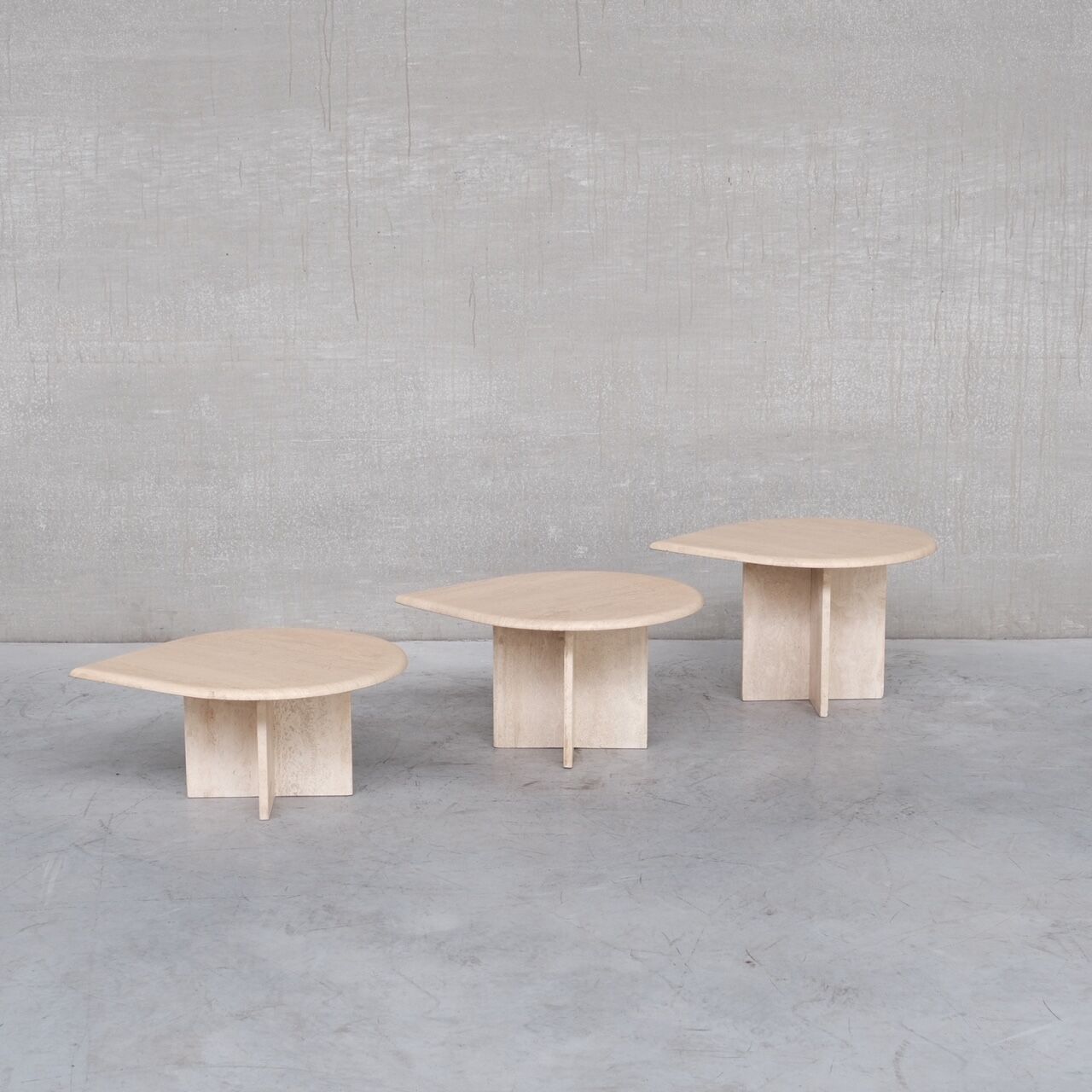 Travertine Mid-century Nest of Coffee or Side Tables
