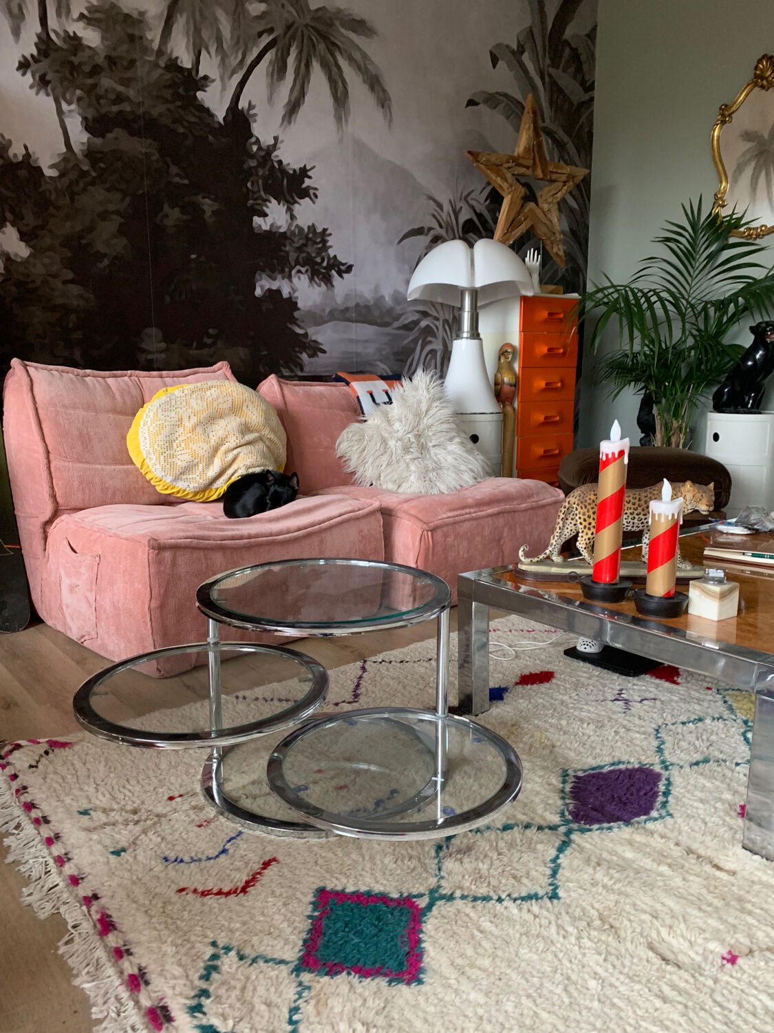Chrome round coffee table