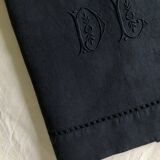 Drap ancien en lin et coton bleu nocturne