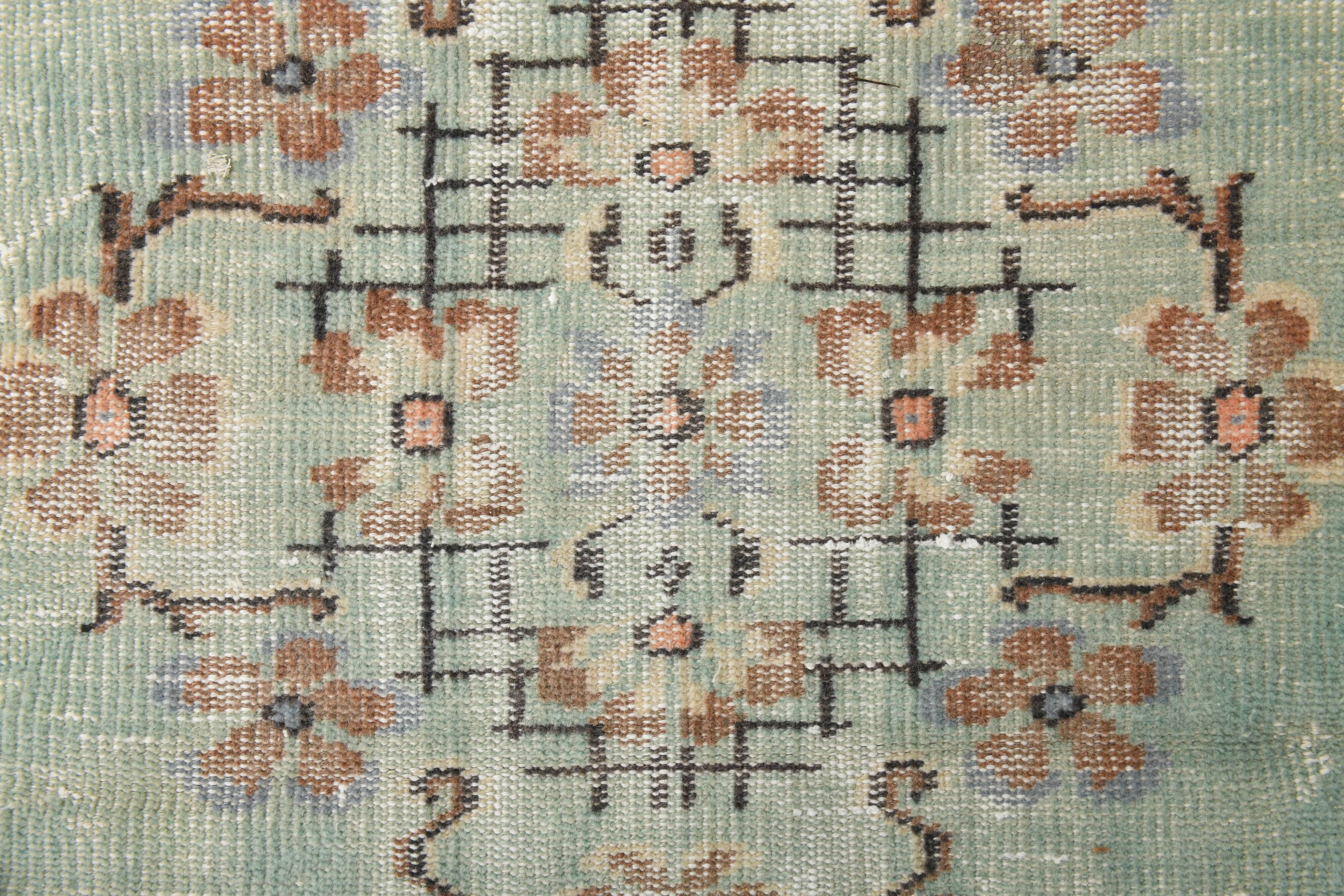 3x9 Light Green Persian Vintage Runner Rug, 81x282Cm