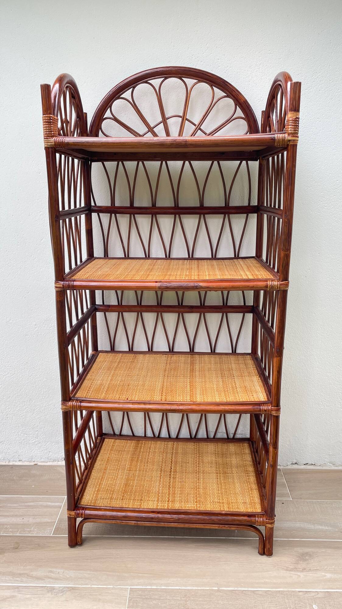 Etagere bambou et rotin vintage