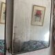 Vintage 1930s triptych barber mirror faux shagreen brown - 30 x 77 cm