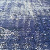 Distressed overdyed turkish rug runner 274 x107 cm vintage wool blue rug runner