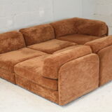 70s modular sofa, light brown velvet