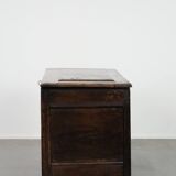 Large antique panelled English oak chest from the 18th century