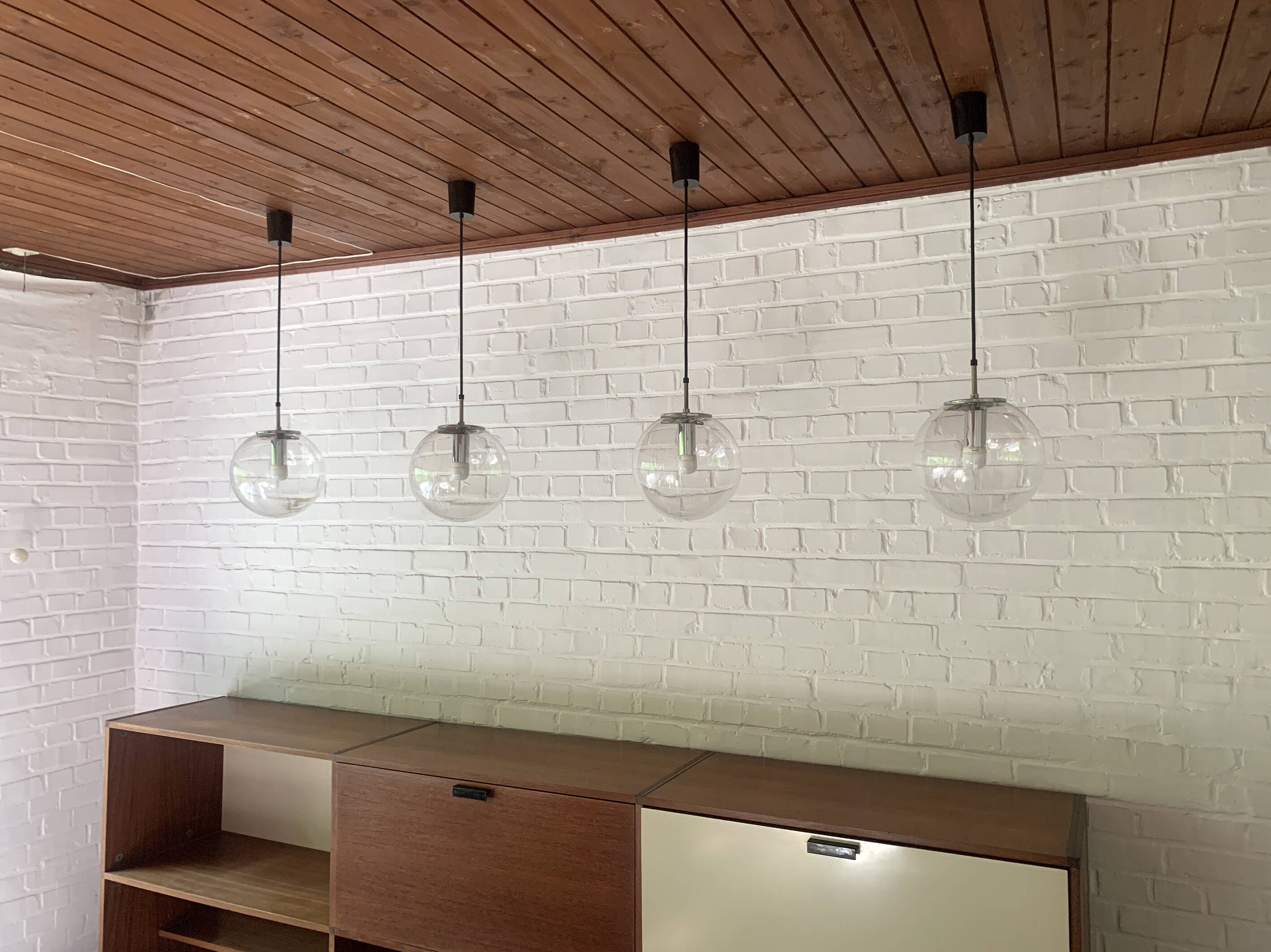 Pair of modernist pendant lights, Glashütte Limburg, Germany