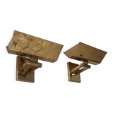 Pair of vintage adjustable wall lights, solid brass, Italy 1970
