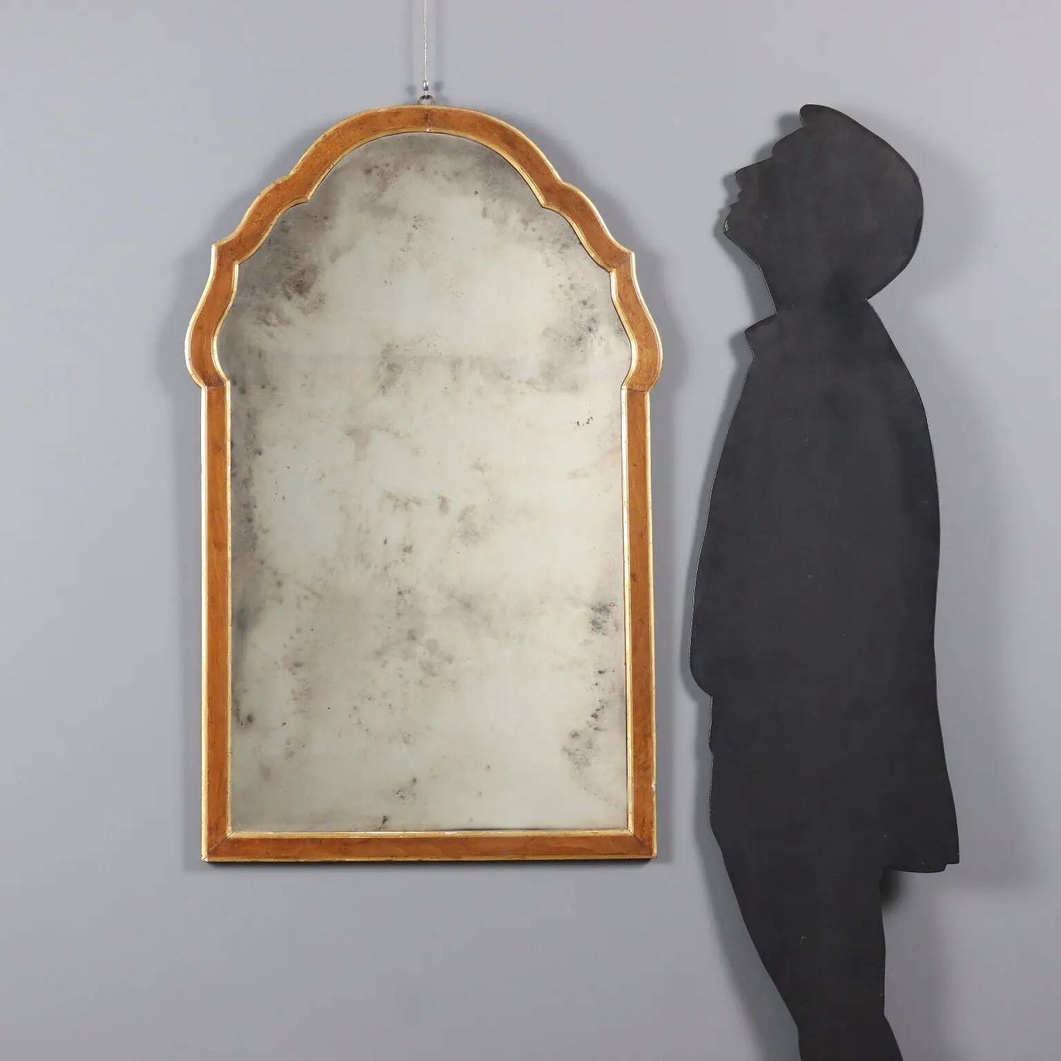 Antique walnut mirror with mercury glass, Italy, 19th century
