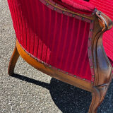 Louis XV style canapé in moulded wood – red velvet fabric – 19th century