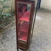 19th/20th century mahogany display cabinet, marble top and glass sides.